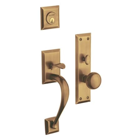Baldwin Double Cylinder Entry Handlesets Satin Brass with Brown 6571.060.DBLC